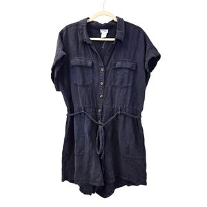 NWOT Nicole Miller Linen & Viscose Blend Button Down Romper Size XL